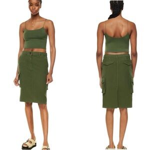 ARITZIA WILFRED FREE Havasu Olive Green Chino Cargo Skirt Multi Pocket US Sz 8